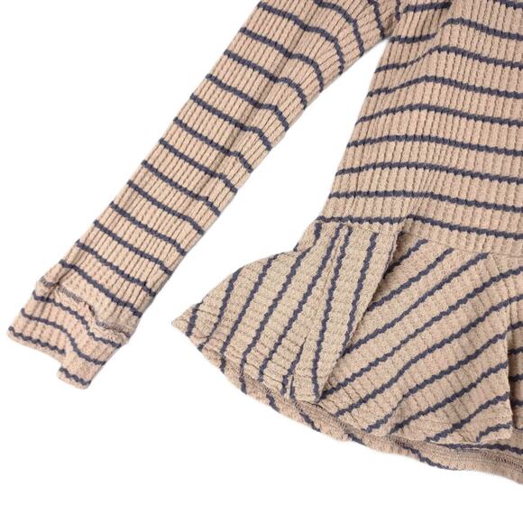 We The Free People Auntie Em Striped Thermal Peplum Top, Women's S 3/4 Sleeve - Picture 6 of 9